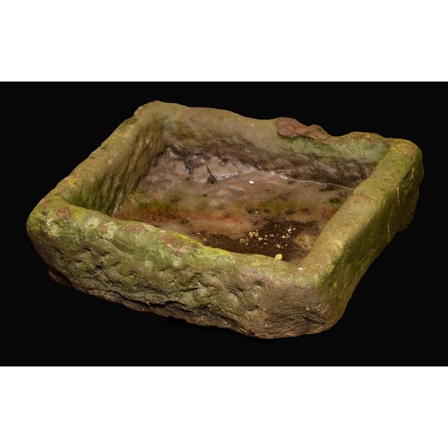 1847 - A 19th century Derbyshire gritstone trough, 21cm high, 60cm long, 52cm wide