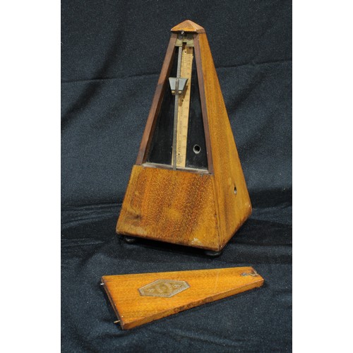 184 - A late 19th century French walnut metronome, c.1900