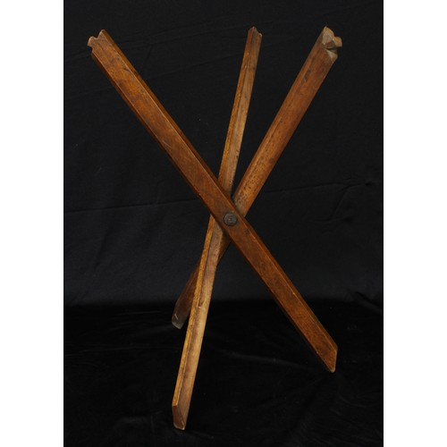 5078 - A campaign type mahogany folding tripod stand, 50cm high, c.1900