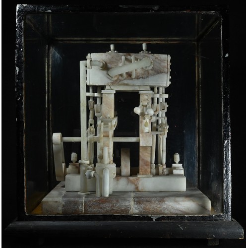 5318 - An unusual alabaster model stationery engine, 25cm high