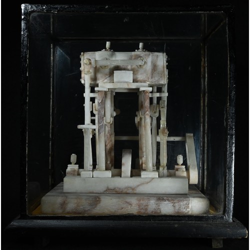 5318 - An unusual alabaster model stationery engine, 25cm high