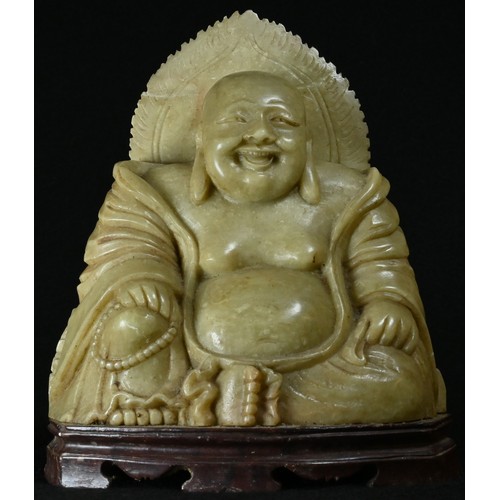 5101 - A Chinese soapstone carving, of Buddha, 14.5cm high