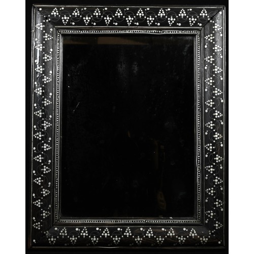 5303 - An Indian coromandel rectangular easel mirror, profusely inlaid with fruiting meandering vine, 26cm ... 