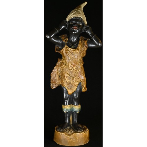 5277 - An Austrian cold painted terracotta figure, of a young black girl, 29.5cm high, c.1900