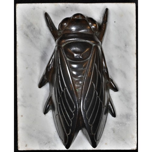 5110 - A dark patinated bronze novelty desk weight, cast as an oversized insect, 11cm wide