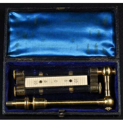 5066 - A 19th/early 20th century lacquered brass scientific instrument or measure, the ivorine scale marked... 