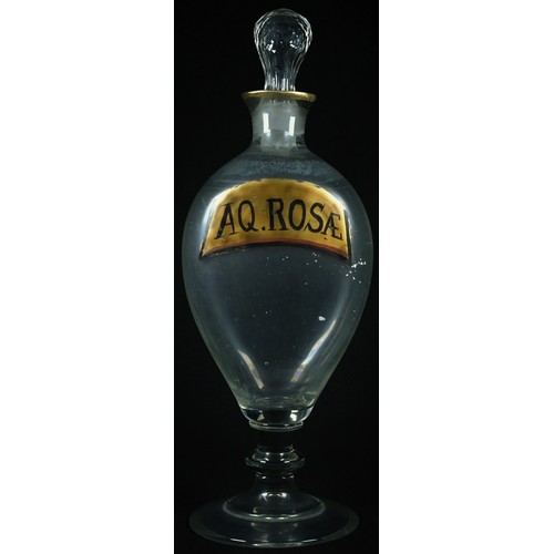 5317 - An unusual 19th century tear-shaped apothecary bottle, later inscribed with a pharmacy label, associ... 