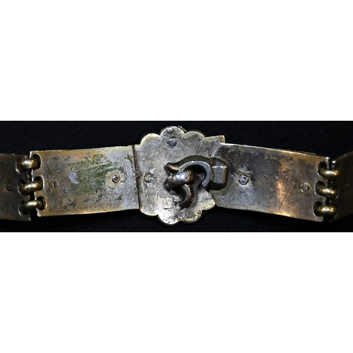 326 - A Scandinavian silver-gilt articulated belt, each 'cage-work' panel decorated with a pair of birds o... 