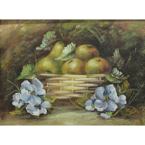 390 - George Chester 
A pair, Still Lives, baskets of fruit
signed, oil, 22cm x 29cm