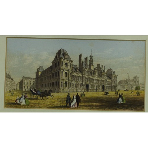 402 - A Baxter print, The Country Maid, 7.5cm x 10.5cm, framed;  others, Colonne de Juillet;  Hotel de Vil... 