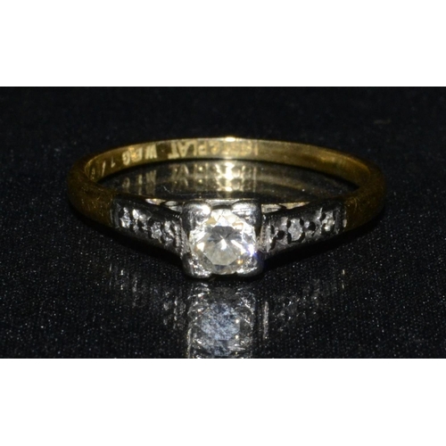 3109 - A diamond solitaire ring, single round brilliant cut diamond approx 0.25ct, quarter claw set, above ... 