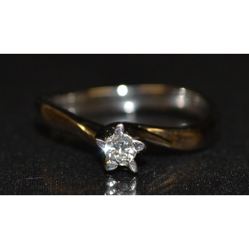 3187 - A new diamond solitaire ring, single round brilliant cut diamond, approx 0.12ct, 18ct white gold sha... 