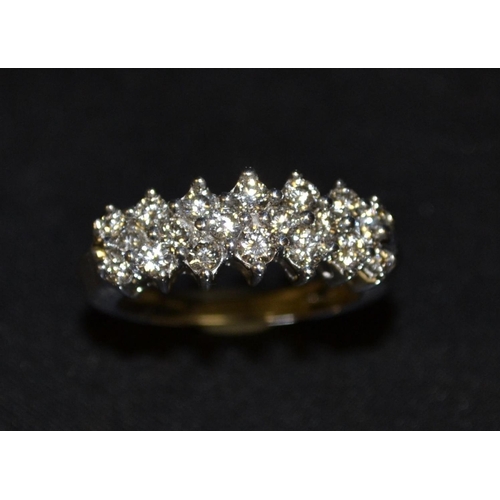 3250 - A new diamond encrusted half eternity ring, raised cresting encrusted with twenty round brilliant cu... 