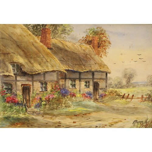 397 - ET Potter
English Cottage Garden
signed, watercolour; others, Haddon Hall, indistinctly signed, pict... 