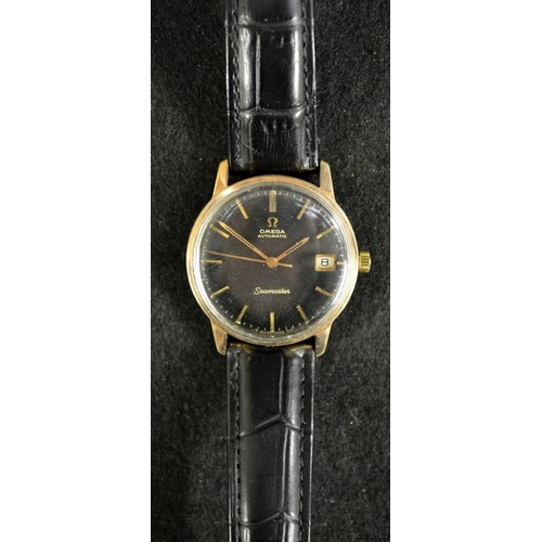 3006 - Omega  - a vintage Seamaster automatic wrist watch, black dial, baton markers, minute track, subsidi... 