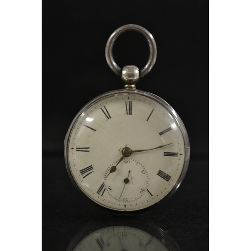 3040 - A Victorian silver open face pocket watch, Jos Wilson, Bradford, cream dial, bold Roman numerals, mi... 