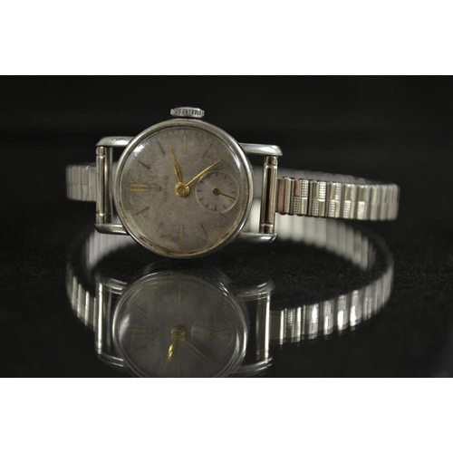 3069 - Rolex - a lady's bracelet wristwatch, silvered dial, baton markers, minute track, subsidiary seconds... 