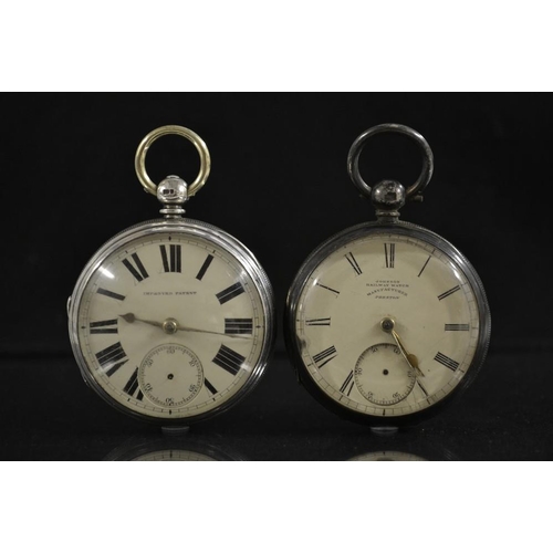 3072 - A Victorian silver Johnson of Preston Railway open face pocket watch,  cream dial, bold Roman numera... 