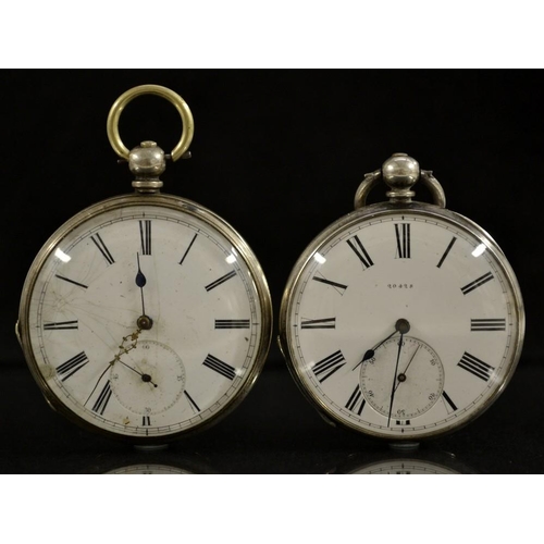 3076 - A continental silver open face pocket watch,  white dial, Roman numerals, minute track, subsidiary s... 