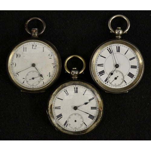 3088 - A continental 800 silver open face pocket watch, white dial, Roman numerals, minute track, subsidiar... 