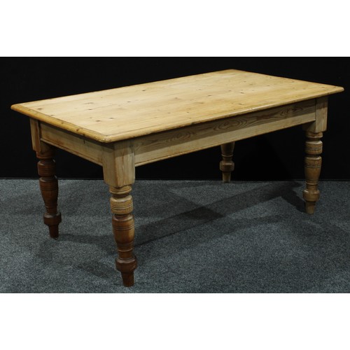 406 - A Victorian pine farmhouse kitchen table, c.1880