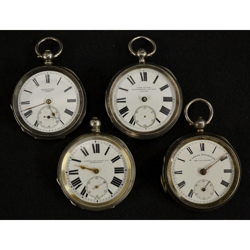 3104 - A Victorian silver open face pocket watch, John Elkan, 35 Liverpool Street, City London, white dial,... 