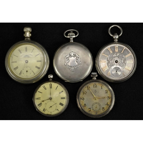 3108 - A Victorian silver open face pocket watch, silver dial, gold Roman numerals, minute track, subsidiar... 