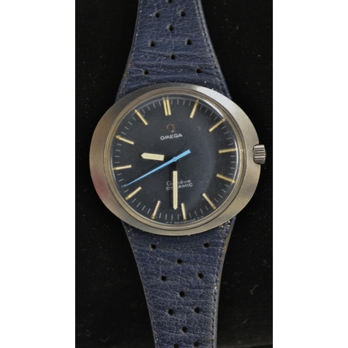 3120 - Omega - a vintage 1960's gentleman's Omega Geneve Dynamic wrist watch, blue dial, silver baton marke... 