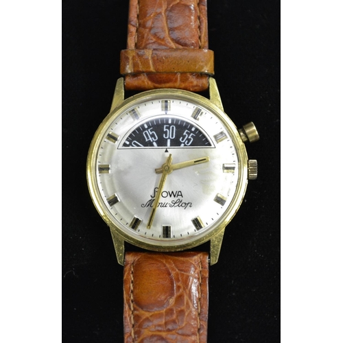 3128 - A vintage Stowa Minu-mum Stop Parking Meter watch, silvered dial, raised three section baton markers... 