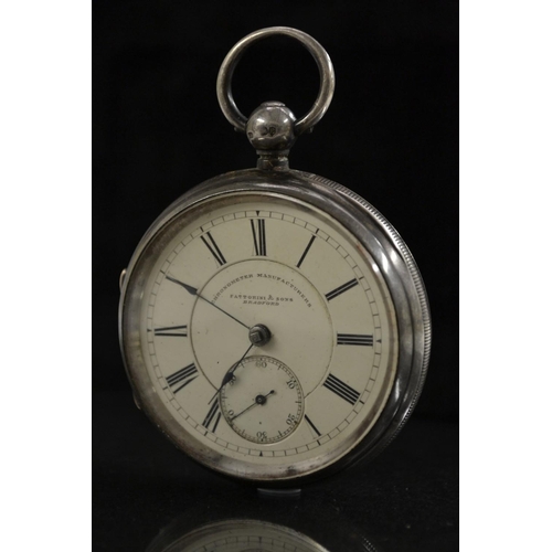 3132 - A Victorian silver open face pocket watch, Fattorini & Son Bradford, cream dial, bold Roman numerals... 