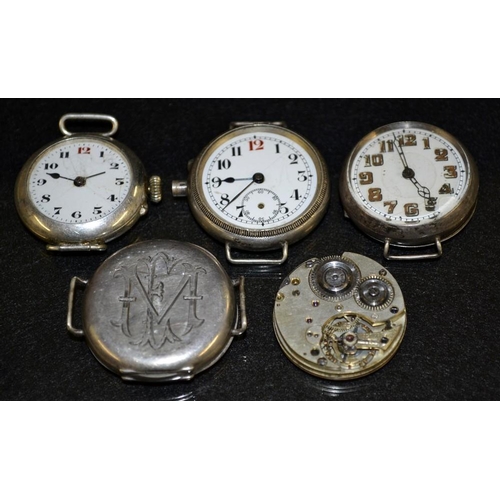 3133 - Trench Watches -  a silver cased Wilsdorf and Davis trench watch, white dial, Arabic luminous numera... 