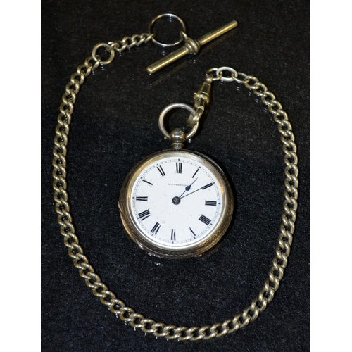 3137 - A Victorian silver open face lady's fob watch, white enamel dial, Roman numeral, minute track, blued... 