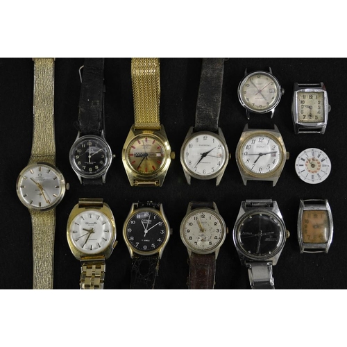 3140 - A collection of twelve vintage and other wristwatches and watch head including, Telda stainless stee... 