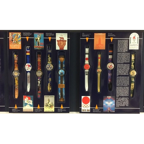 3145 - Swatch Watches - a limited edition Swatch Historical Olympic Games Collection boxed set, includes ni... 