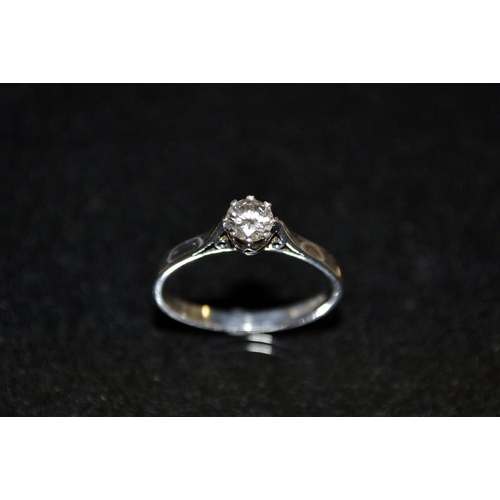 3434 - A diamond solitaire ring, round brilliant cut diamond approx 0.40ct, 18ct white gold shank, Stamped ... 