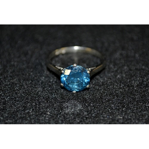 3493 - A fancy blue diamond solitaire ring, round cut blue diamond, weight 3.04ct,  HRD Antwerp institute o... 