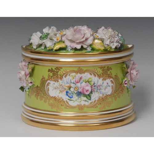 118 - A Lynton porcelain demi-lune bough pot and cover, painted by Stefan Nowaki, signed, with colourful s... 