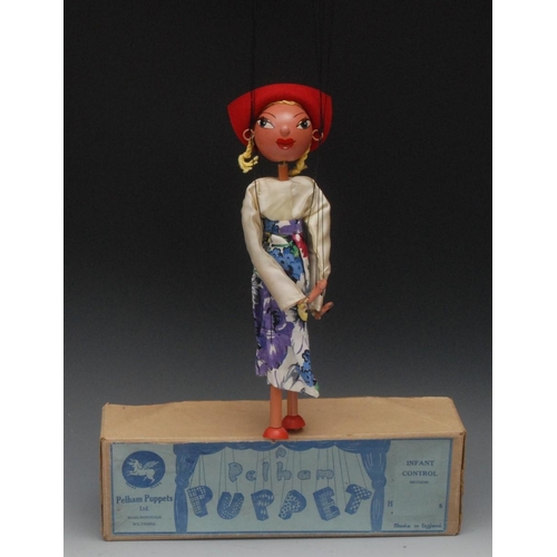 1117 - LS Girl - Pelham Puppets LS Range, with round wooden head, painted features, blue eyes, small lead h... 