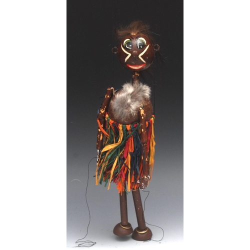 1122 - LS Zumbo Zulu Chieftain - Pelham Puppets LS Range, with round wooden head, real fur hair, painted fe... 