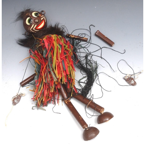 1123 - LS Zumbo Zulu Chieftain - Pelham Puppets LS Range, with round wooden head, real fur hair, painted fe... 