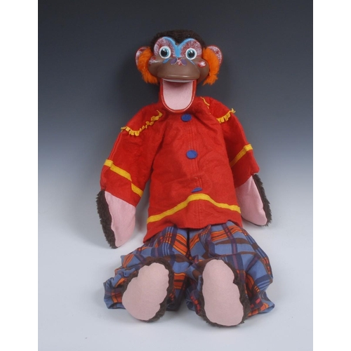 1129 - Vent Monkey - Pelham Puppets Vent Range, moulded head with brown fur, ginger mutton chops, large bri... 