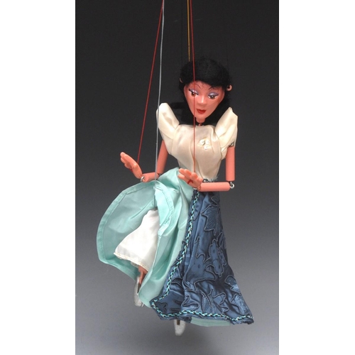 113 - SL Ballet Dancer - rare version, Pelham Puppets SL Range, small moulded head, black hair, painted fe... 