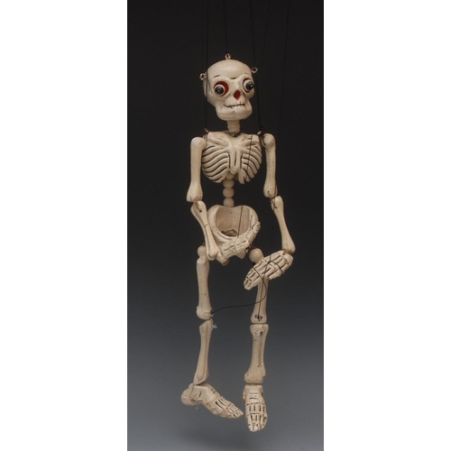 1154 - Disjointed Skeleton - Pelham Puppet 18in, painted white picked out in black, separate ball eyes, out... 