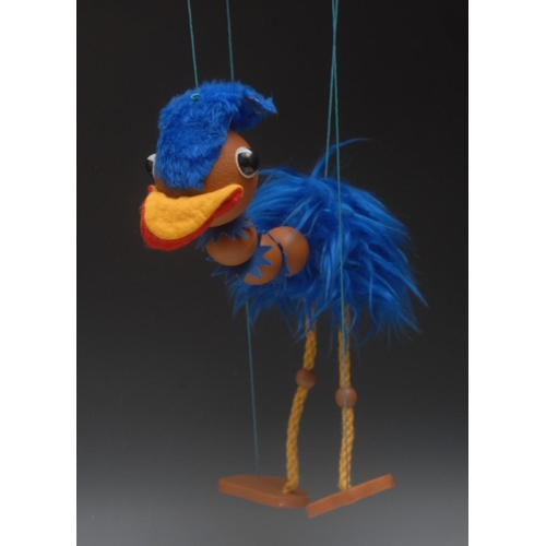 1167 - Rod Hull's Emu - Pelham Puppets, part moulded plastic body applied with blue faux fur, black plastic... 