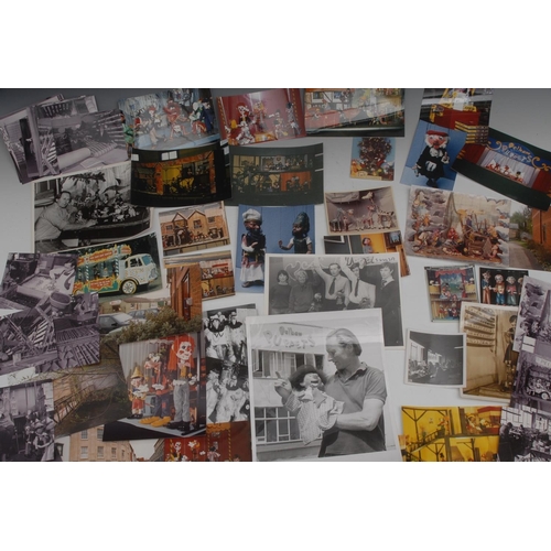 1170 - A collection of Pelham Puppets' factory photographs, including Bob Pelham before the factory with a ... 