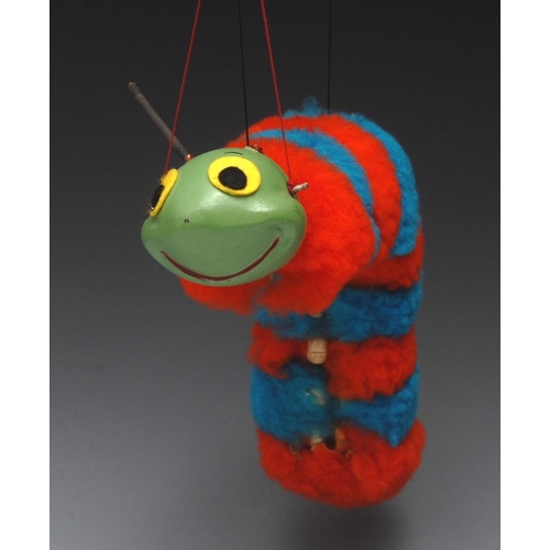 144 - SL Furry Caterpillar - Pelham Puppets SL Range,  hollow moulded head, painted features, yellow and b... 