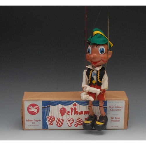 147 - SL Pinocchio - Pelham Puppets SL Range, moulded  head,  black painted and moulded hair, painted feat... 