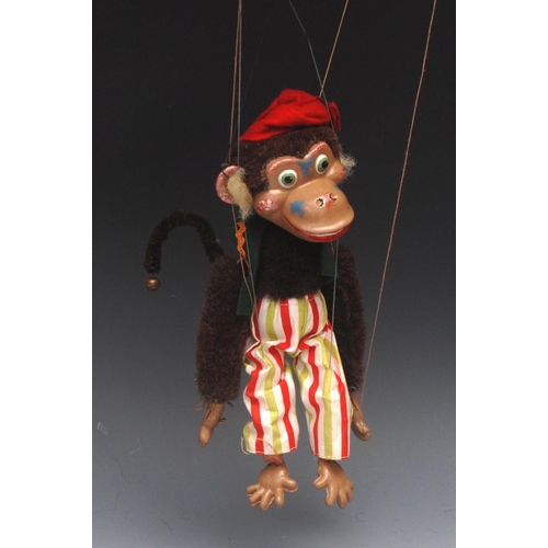 160 - SL Monkey - Pelham Puppets SL Range,  moulded head,  painted features, green eyes, cover in faux bro... 