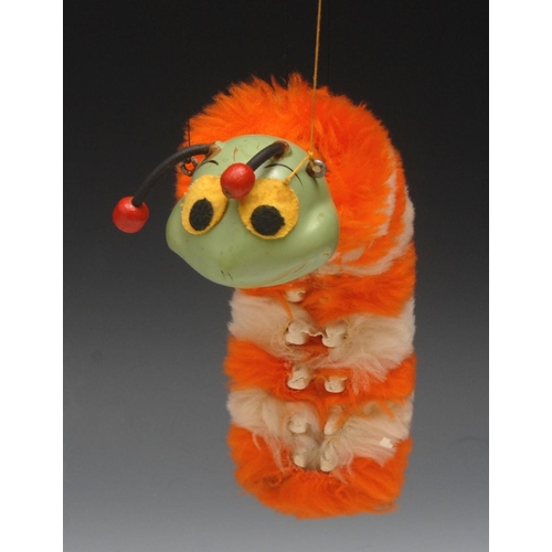 183 - SL Furry Caterpillar - Pelham Puppets SL Range, moulded green head applied with yellow and black fel... 