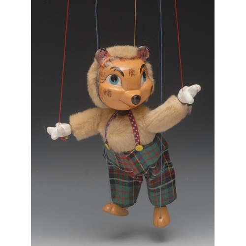 195 - SL 63 Baby Bear - a Pelham Puppets SL 63 Range, hollow moulded head, painted features,  blue eyes, t... 